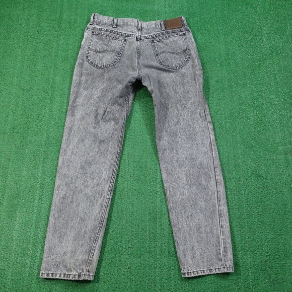 VINTAGE LEE USA MADE CHARCOAL WASH GREY DENIM BLUE JEANS 36X32 (33X30) - Picture 13 of 16